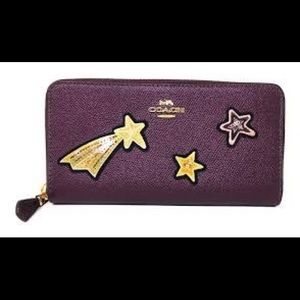 Purple Star Embellishment Coach Wallet